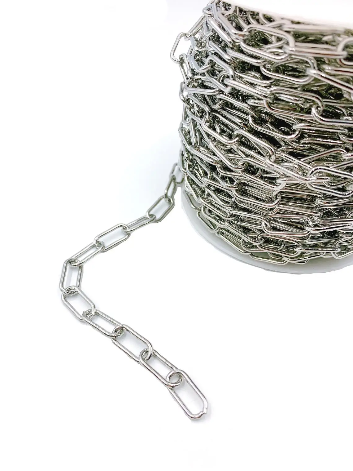 Farbige Ketten-Büroklammern aus Messing, klobig, oval, Weiß, Rosa, Lila, Schwarz, Silber, Gold, 7 mm Breite, 1 Meter Länge – Detail 3