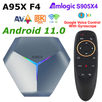 Android 11 TV Box Amlogic S905X4 Smart TV BOX A95X F4 4GB RAM 128GB ROM BT4.1 2.4G/5Ghz Wifi RGB Light 8K decoding 4K YouTube