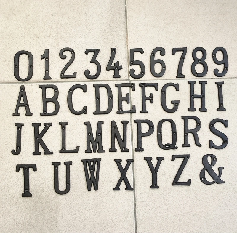 Metal Letters House Numbers Retro 3D Sign Cafe Wall Creative Cast Iron Decoration Doorplate Digital Arabic Furniture Hardware
