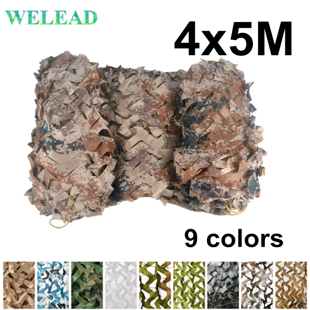 

Welead 4x5M Reinforced Camouflage Nets White Sand 4x5 5x4 4*5M 5*4M Camo Netting Mesh Concealment Shading Hiding Garden