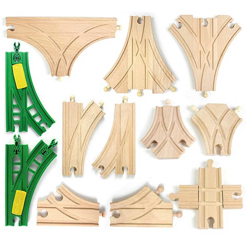 Beech Wood Track Train Toy Wooden Train Railway Track Set Accessories Assembly Toys For Children\' Gift