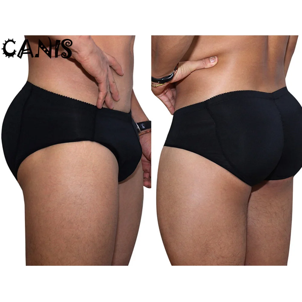 Cuecas pretas acolchoadas masculinas, plus size, aumentar o bumbum, roupa interior sexy