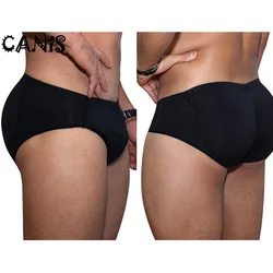 Plus Size S-3XL Sexy Black Briefs Men Padded Butt Briefs Booster Enhancer Flat Stomach Men's Underwear Shapewear Sexy Bottoms