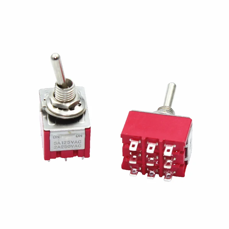 10 szt. 9-pinowy mini przełącznik dwupozycyjny 3PDT ON-ON/ON-OFF-ON 2A250V/5A125VAC MTS-302 MTS-303