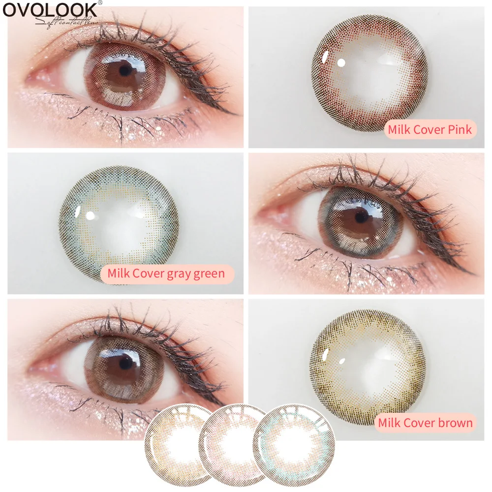 OVOLOOK-2pcs/pair Lenses 3 Tone Series Colorful Contact Lenses Colored Lenses for Eyes Eye Color Lens Eye Contacts Yearly Use