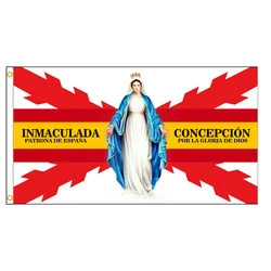 90x150cm Spain Cross Burgundy Immaculate Conception Patroness Virgin Mary For The Glory of God