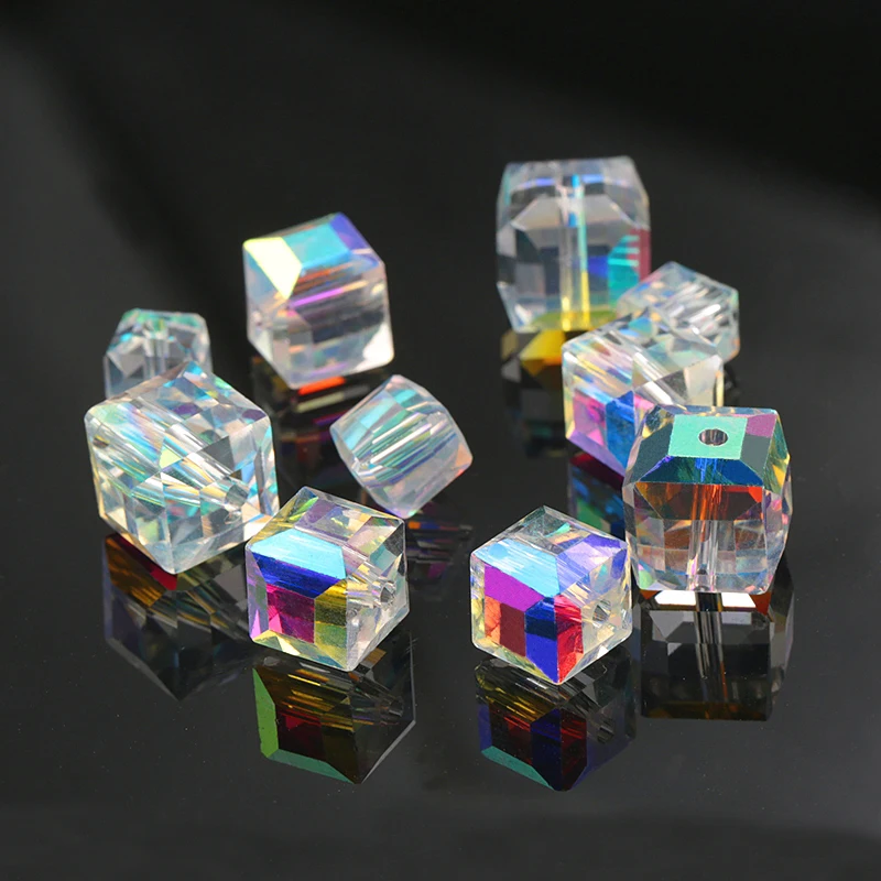 AAA Quality 6-10MM crystal Glass AB Square shape beads cube Loose Spacer Beads Accessories for Necklace earring Jewelry making