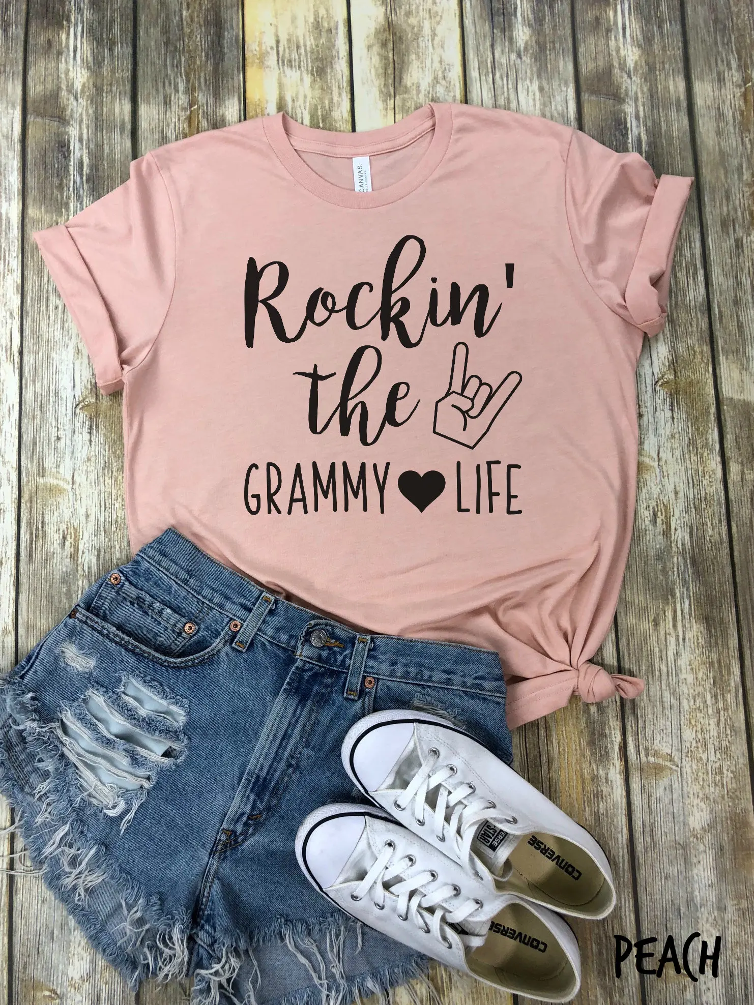 2020 Rockin The Grammy Life T-Shirt Funny Nana Graphic Tee Nana Rocker Grandmother Shir Grandparent gif Rocking Grandma Shirt