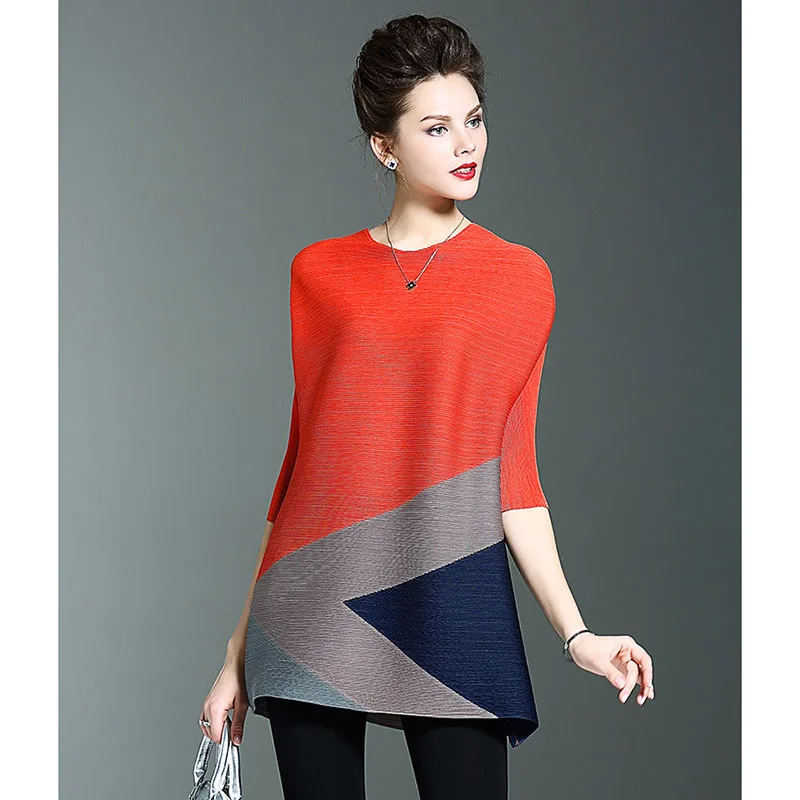 Nuovo abito a pieghe donna primavera estate manica corta pullover di grandi dimensioni top femminile elegante abito abbinato ai colori abiti W1846