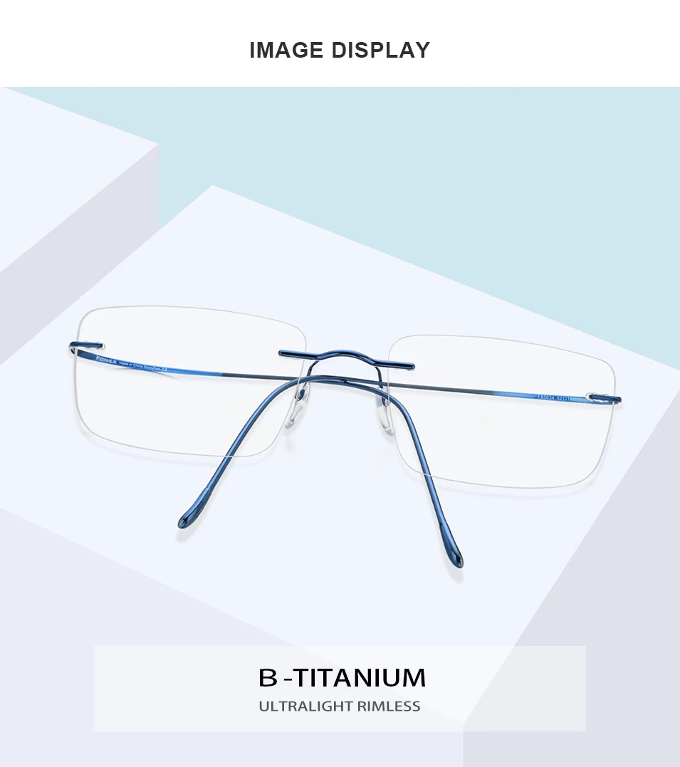 FONEX B Titan Brillengestell Herren Neues Markendesign Randlose quadratische Brillen Rahmenlose Damen Ultraleichte japanische Brillen 85634 – Detail 2