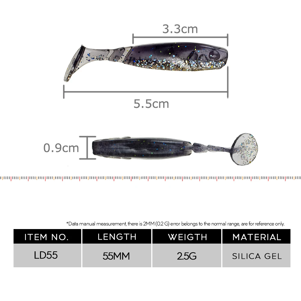 Hanlin Cebos Silicona T-Tail 55mm – Señuelo Suave para Lucio