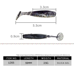 Hanlin Cebos Silicona T-Tail 55mm – Señuelo Suave para Lucio