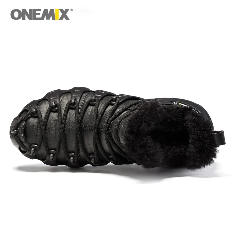 Onemix New Men\'s Running Boots Anti Slip Winter Warm Sports Shoes Lace Up Lightweight Outdoor Women High-Top Jogging Sneakerse