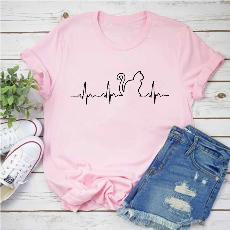 Camiseta con estampado de gato perezoso para mujer, remera de dibujos animados para mujer, Top para mujer, ropa estampada