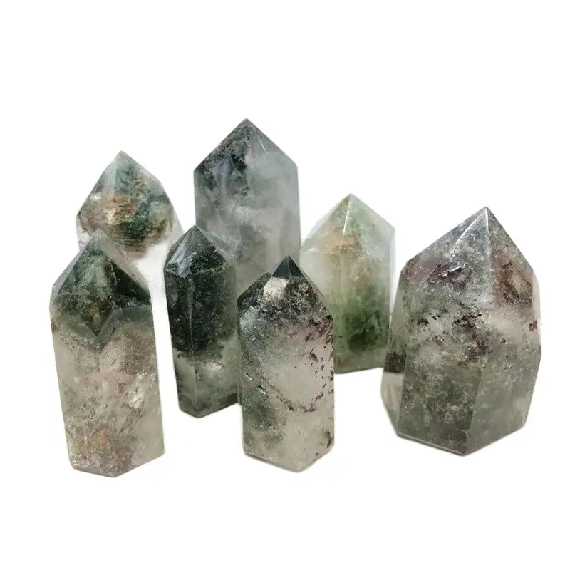 

Natural Green Ghost Phantom Quartz Crystal Points Healing Crystals polishing gemstone Wands