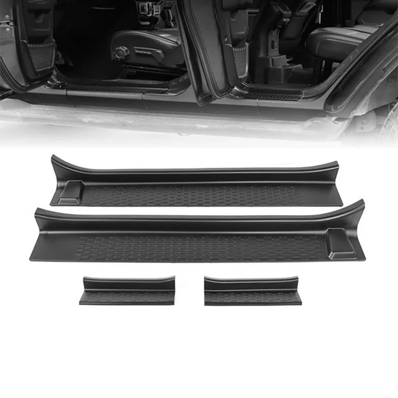 Protectores de entrada delantera, umbral de puerta, placas protectoras para Jeep Wrangler JL 2018 +, para Jeep gladiador JT 2018 + ABS, barra de