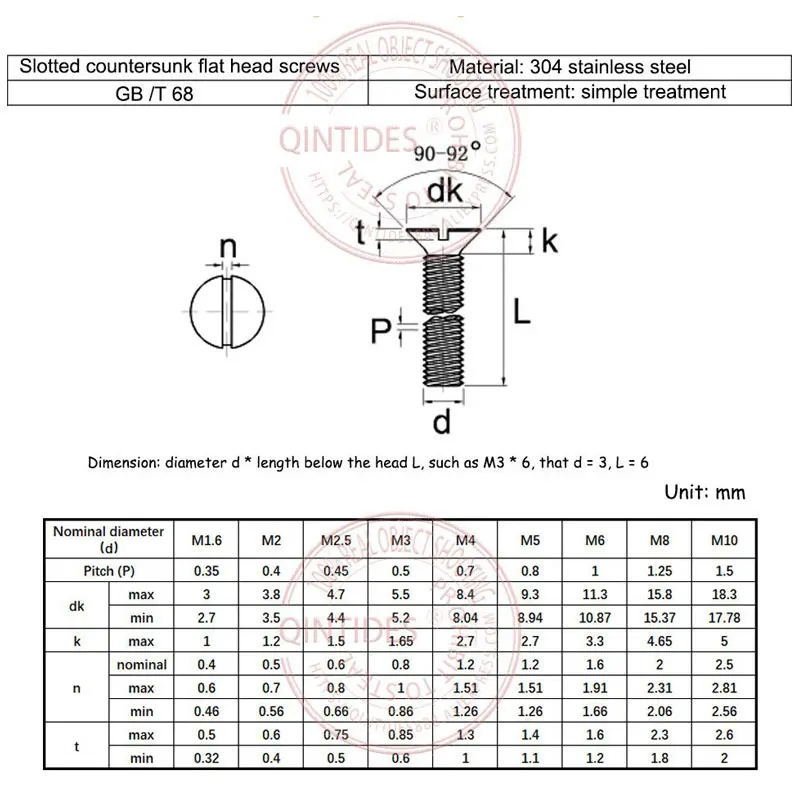 QINTIDES 100/2000Pcs M1.6 M2 M2.5 M3 Length 3-40 mm Slotted Countersunk Flat Head Screws  Stainless Steel Screw Slotted