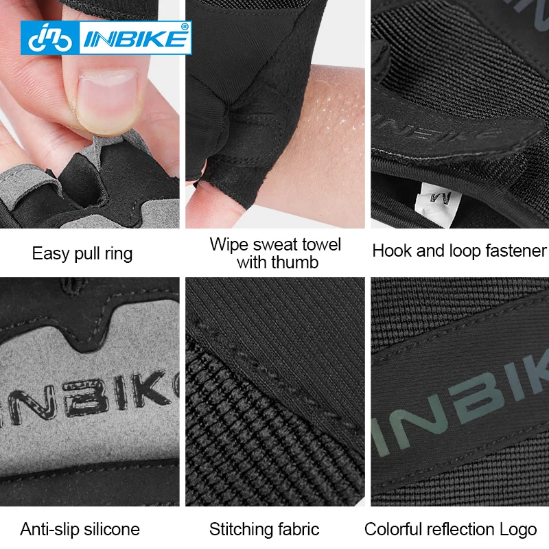 INBIKE Summer Cycling Gloves MTB Road Bike Half Finger Gloves Men Women Thickened Palm Pad Bicycle Gym Sport Gloves MH125