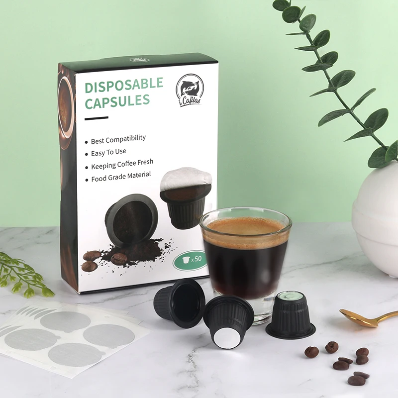 Disposable Coffee Capsule For Nespresso with Aluminum Foils Coffee Filter Cup Food Grade Cafe Supplies Pill bottle