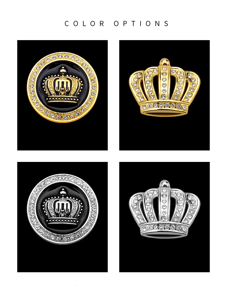 Crystal Crown Car Sticker Golden Silver 3D Diamond Crystal Crown Metal Stickers Side Emblem Badge Car Body Motorcycle Decoration