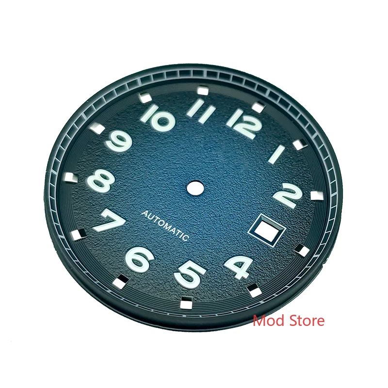 12H 35.6mm Brown/Blue White Printing AUTAVIA Style Watch Dial Wristwatch Plate Fit Miyota8215 DG2813 Mov\'t Super Green Luminous