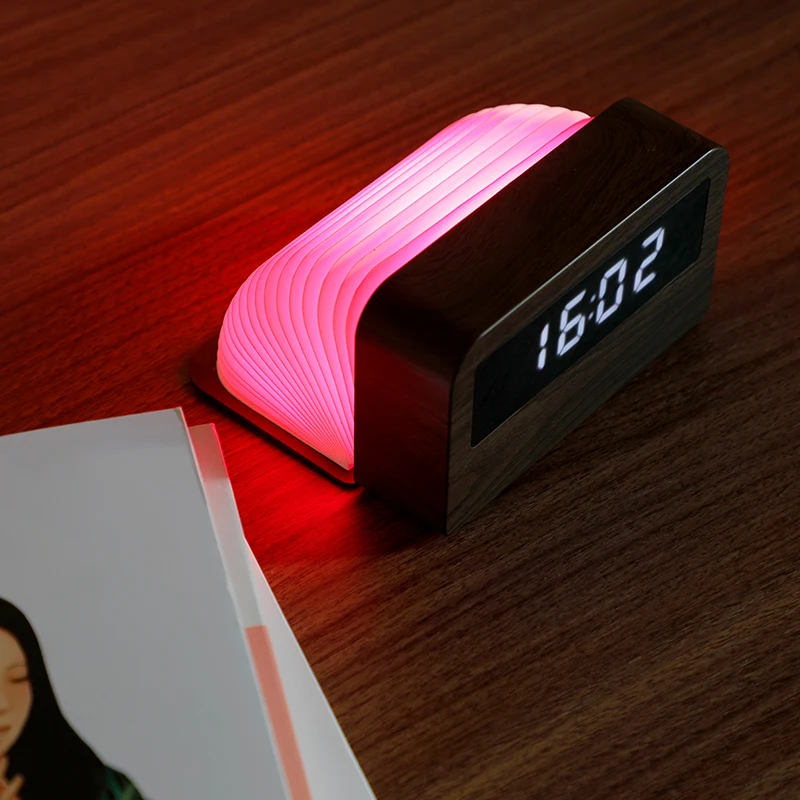 Colorful Clock Time Light Desktop Flip Folding LED Book Light Bedroom Bedside Night Lamp USB Charging Office Meeting Room Clock