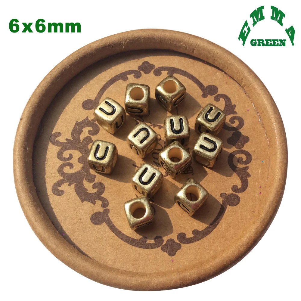 

Gold Beads for Jewelry making Letter Beads 6mm 2600pcs Alphabet Beads Cube Beads with big hole Square Beads Spacer Beads for diy