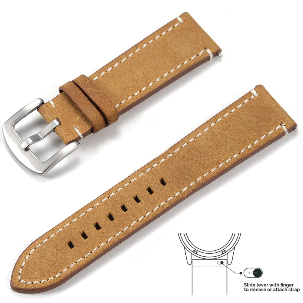 Top Grain Genuine Leather Watch Band Strap Quick Release Watch Bands 20mm 22mm Handmade Vintage Watchbands