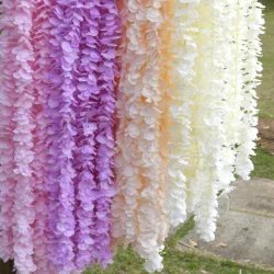 20pcs ghirlanda di glicine fiore di seta artificiale vite per la casa bianco decorazione del giardino di nozze Rattan appeso a parete fiori finti