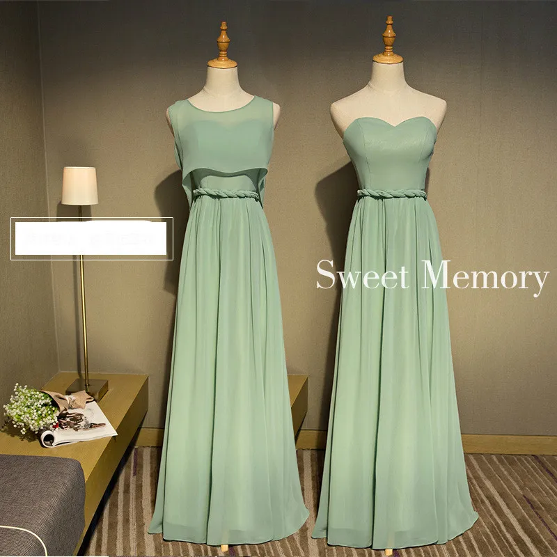 Reject Return Custom Made Green Evening Dresses Bride Sisters Guest Long Chiffon Dress Women Party Robe Bridesmaid Dresses