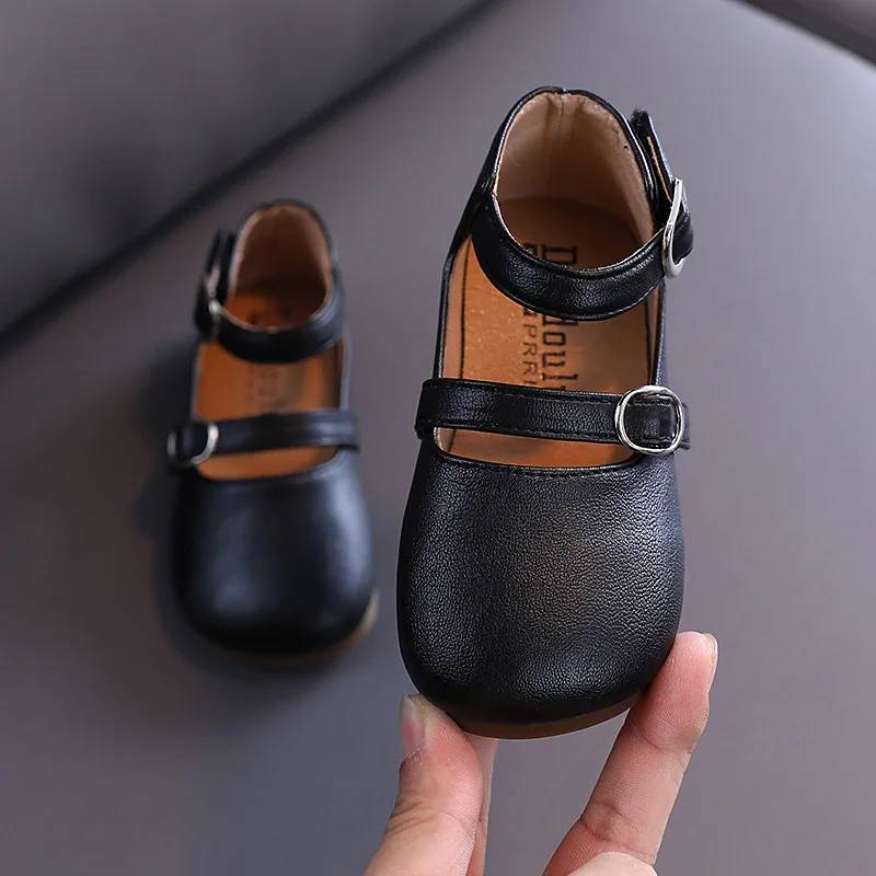 2020 Autumn Party Dress For Kids Flat Black Princes Shoes For Toddler Little Girl Leather Baby Non-Slip Shoes 1 2 3 4 5 6 Year