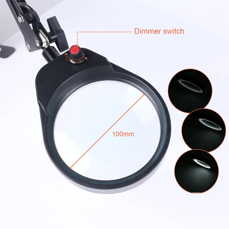 Foldable 8/10XIlluminated Magnifier USB LED Magnifying Glass for Soldering Iron Repair/Table Lamp/Skincare Beauty Tool