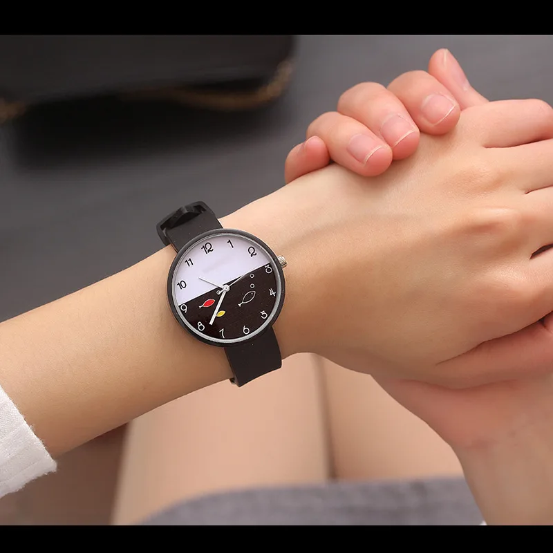 UTHAI BK46 Jelly Silicone Lady Girl Student Korean Style Simple Trend Shu Xia Cute Junior High School Student Watch