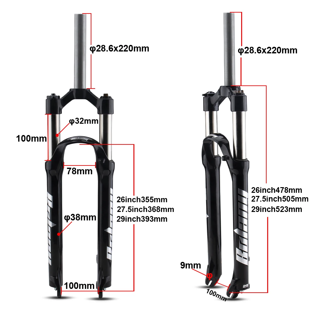 Bolany 29inch Mountain Bike Forks 26inchSpring Forks 27.5inch MTB forks 100mm travel Mechanical Shock Forks