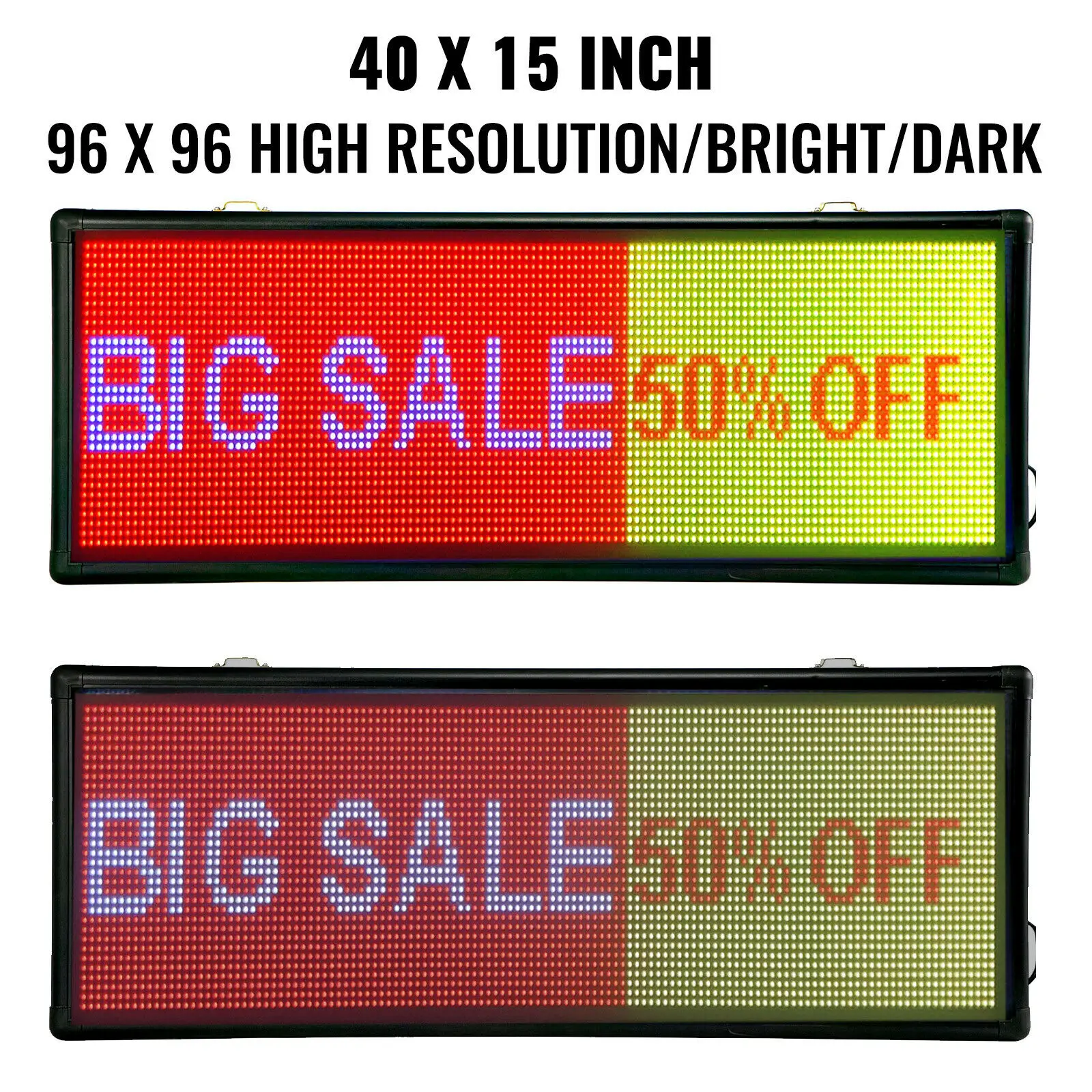 VEVOR كامل اللون Led لوحة العرض الرقمية 40 "x 15" التمرير داخلي تسجيل مع عالية الدقة P10 Led للبرمجة بواسطة الكمبيوتر و USB