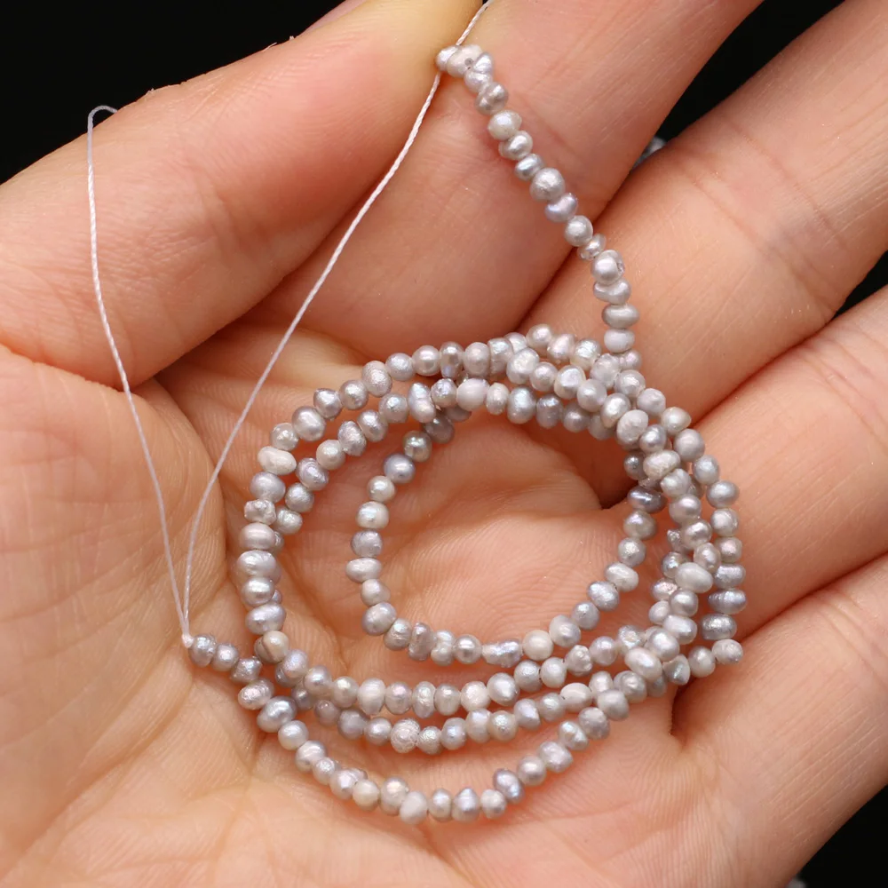 Natural Freshwater Pearl Gray Small Flat Bead Making DIY Necklace Bracelet Anklet Jewelry Mother-of-Pearl 2.5-3mm Gift