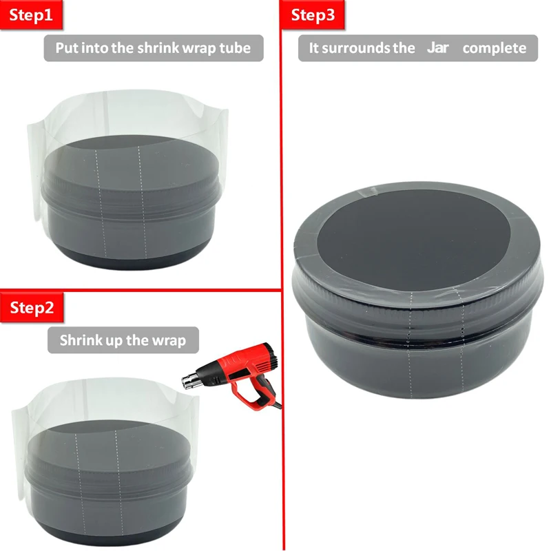 200Pcs Heat Shrink Wrap for 10g 15g 20g 30g 50g 60g Aluminum Jars Pot Tin Easy to Use Make Products More Professional Non Toxic