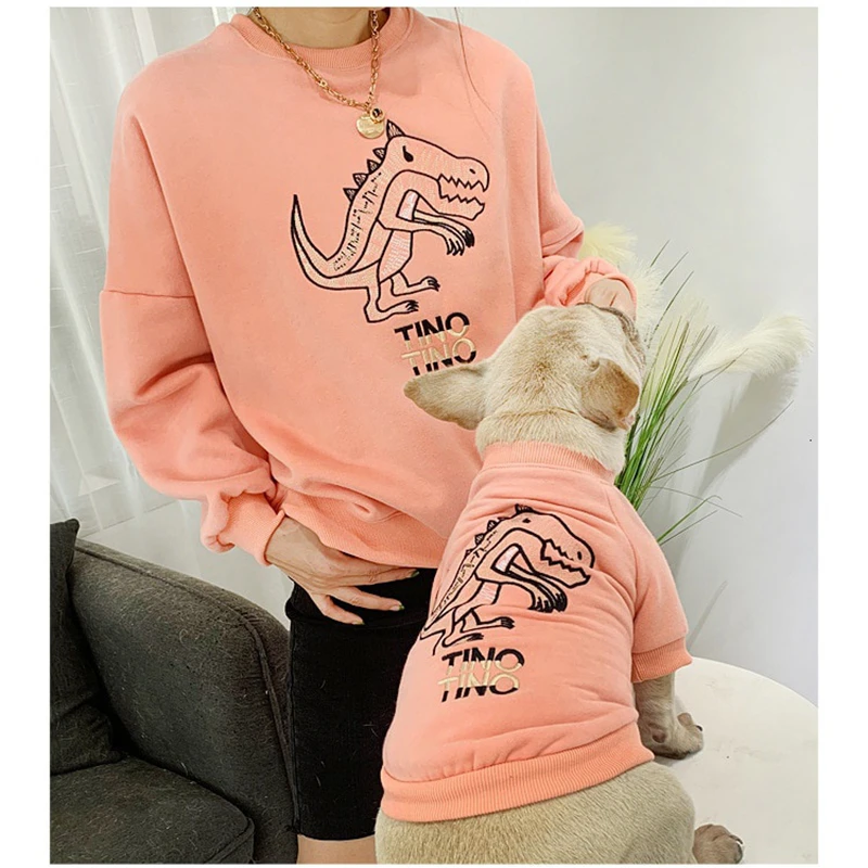 Warm Dog Hoodie Cashmere,Dog Matching Family Clothes Pet Outfit,Dog Owner Family Thick Costume Bulldog Poodle Teddy Pug Puppy