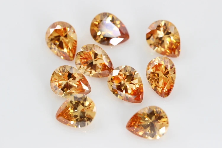 5A Pear Double CheckerBoard Cubic Zirconia Stone Multicolor Brilliant Cut Loose CZ Stones Synthetic Gems Beads For Jewelry