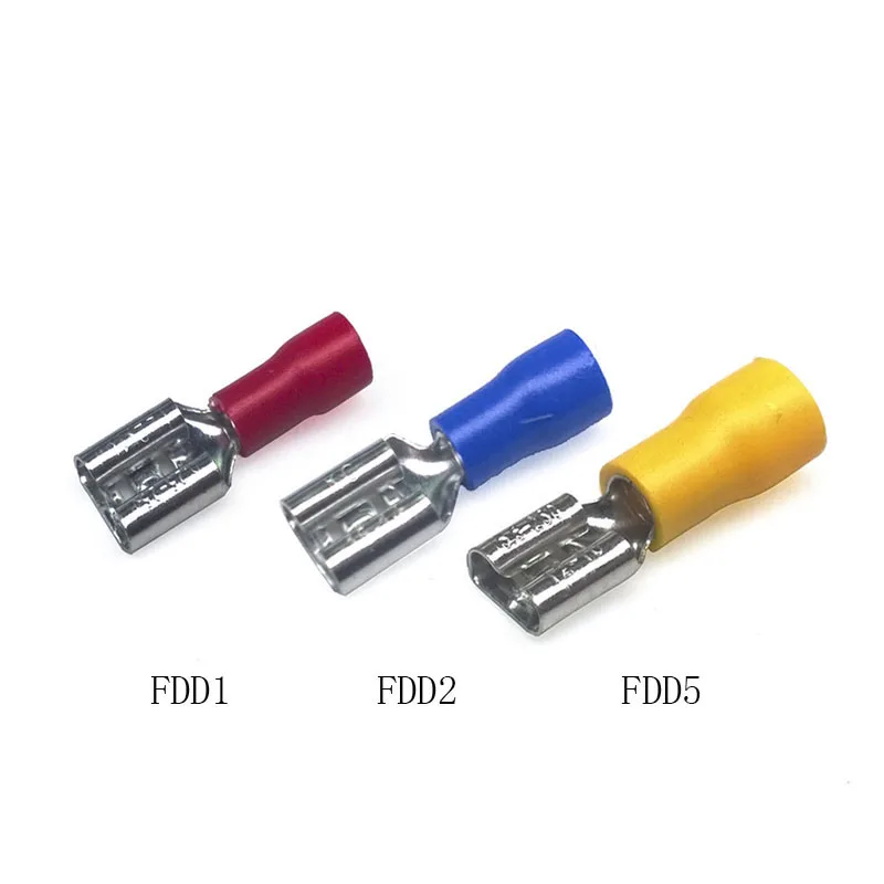 

100/200/500pcs FDD1 FDD2-250 Cold Pressing Female Splice Terminal Plug Crimp Wire Cable Connector Electric Sertir Wire Adapter