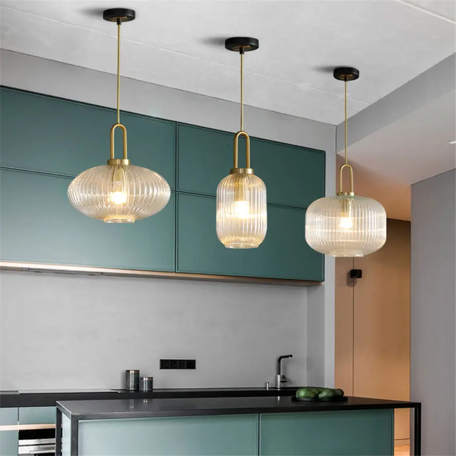 postmodern stripe glass bottle pendant lights for bedroom kitchen dining room home deco led hanging fixtures suspension luster