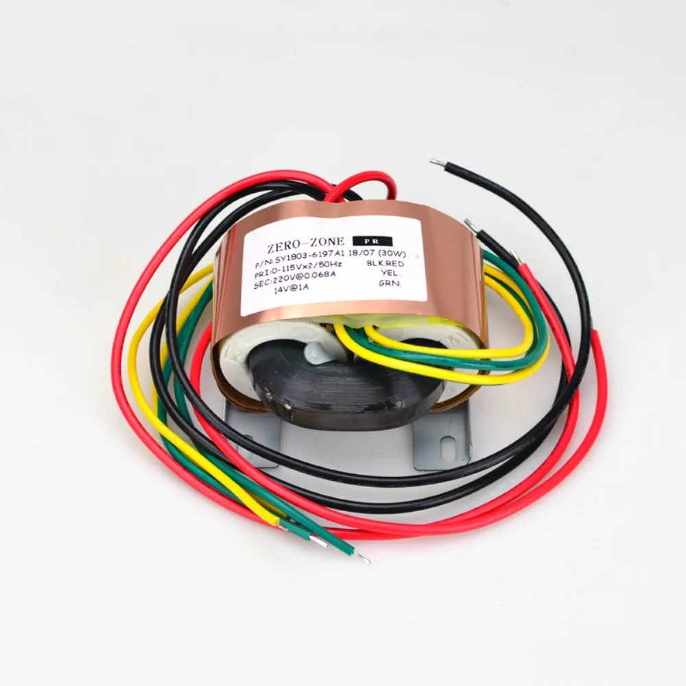 ZERO-ZONE 30VA 30W R-core to PRT Transformer Input 0-115Vx2 or 230V Output 220V 0.068A 14V 1A