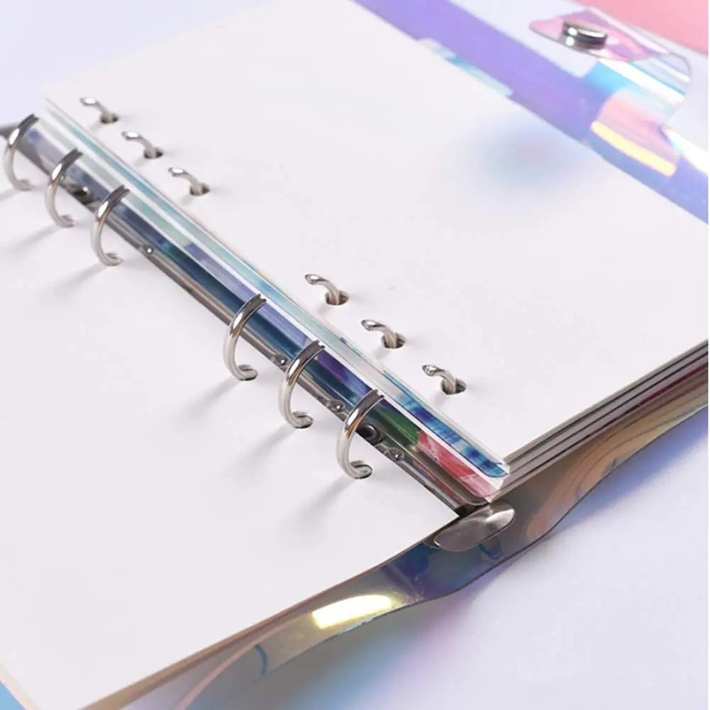 A5 Binder Cover 6 Ring Loose Leaf Planner Refillable Notebook Shell with Snap Button Closure For Planner Pages Dazzling Rainbow