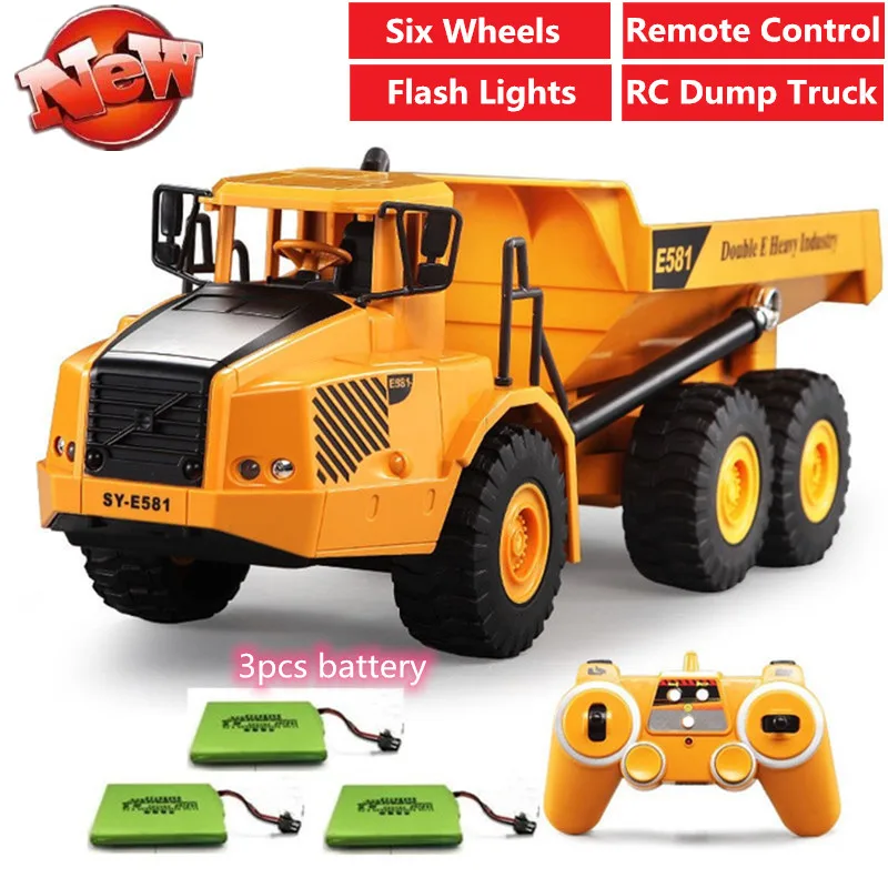 

Large Size RC Excavator 2.4G 6WD six wheels Drive Remote Control RC Dump truck Can lift up down sound light Engineering vehicle