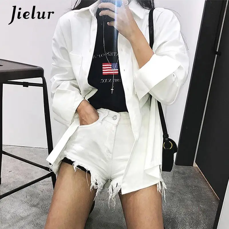 Jielur New Women Solid Corduroy Batwing Sleeve Vintage Blouse Turn-Down Collar Loose Top Button Up Blue Shirt Feminina Blusa