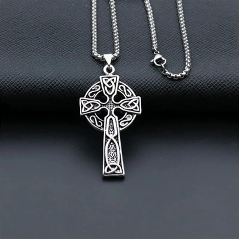 2021 viking celtic cross pendant necklace for men male statement punk vintage necklace fashion  jewelry charm Wholesale