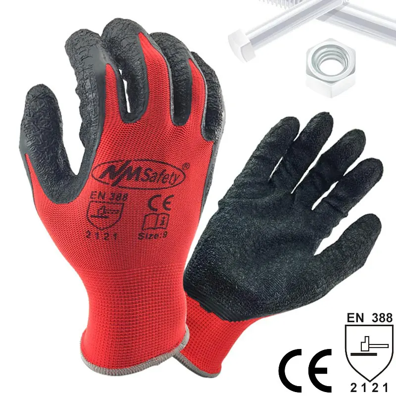 

24Pieces/12 Pairs Fashion Safety Work Gloves For Gardening Industry with Colorful Polyester Dipped Latex Palm Glove