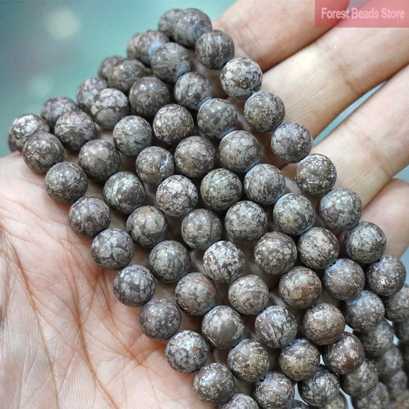 Natural Stone Matte Brown Snowflake Obsidian Round Beads DIY Bracelet Accessories for Jewelry Making 15