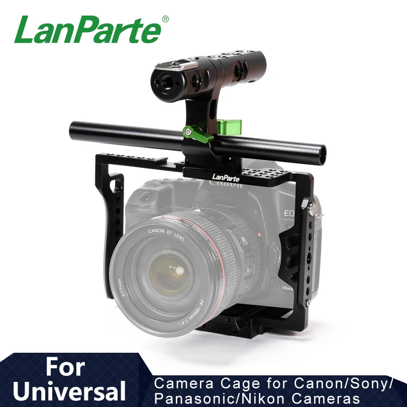 Lanparte Universal Camera Cage with Top Handle for 6D, 5D Mark II,  S1, S1H, GH5s, GH4, a9, a7 and DSLR Accessories