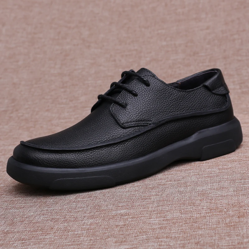 Brand Men Casual Genuine Leather Shoes Thick Soft Bottom Wear-Resistant Business Shoes Breathable Handmade Comfortable Flats